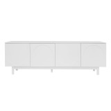Comodă TV Elegant &icirc;n Stil Luxos cu Uși Structurate și Rafturi Reglabile, 175x38x56 cm, Alb
