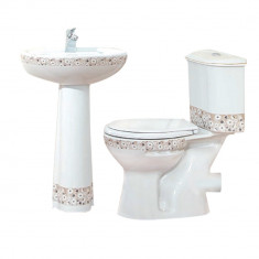 Set Baie Carmina Decor Kara lavoar piedestal wc rezervor wc foto