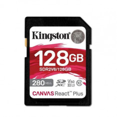 Card de memorie Kingston Canvas React Plus SDXC, 128GB, UHS-II U3, Clasa 10, V60