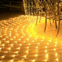 Instalatie Craciun Yoto, Tip Plasa, 2 m x 2 m, 160 LED-uri, Prelungitor 1.5 m, 8 Jocuri de Lumini, Interconectabila, Fir transparent, Interior/Exterio foto