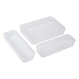 Set Organizatoare Sertare, Model Frosty, 3 Bucăți, Plastic, Culoare Alb, Dimensiuni Variate
