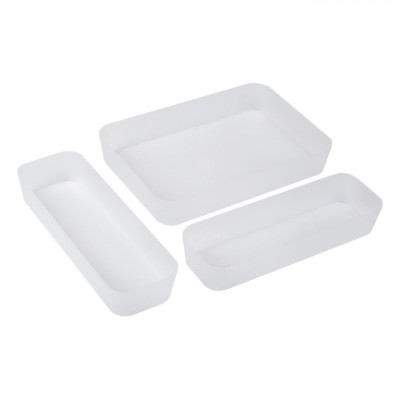 Set Organizatoare Sertare, Model Frosty, 3 Bucăți, Plastic, Culoare Alb, Dimensiuni Variate foto