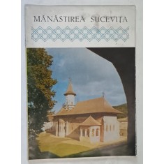 MANASTIREA SUCEVITA , PLIANT DE PREZENTARE , TEXT IN ROMANA , GERMANA , ENGLEZA , FRANCEZA , ANII '70
