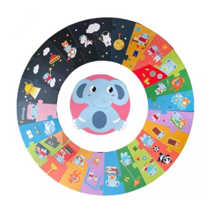 Joc Educativ, Rutina Micului Elefant Kabi, Puzzle cu 24 piese mari