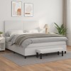 VidaXL Pat box spring cu saltea, alb, 160x200 cm, piele ecologică 3137552