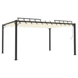 Cumpara ieftin Pavilion cu acoperis jaluzea, crem, 3x4 m, tesatura/aluminiu