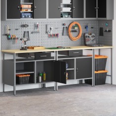 vidaXL Set banc de lucru, 3 piese, roșu, oțel