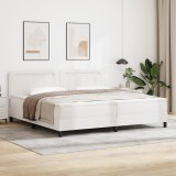 vidaXL Pat cu arcuri cu saltea alb, 200x200 cm, din piele artificială