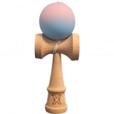Kendama X Originala, Profesionala , din Lemn, Rubber Grip, 18 cm, Lila/Turcoaz