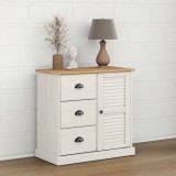 vidaXL Servantă cu sertare VIGO, 78x40x75 cm, alb, lemn masiv de pin