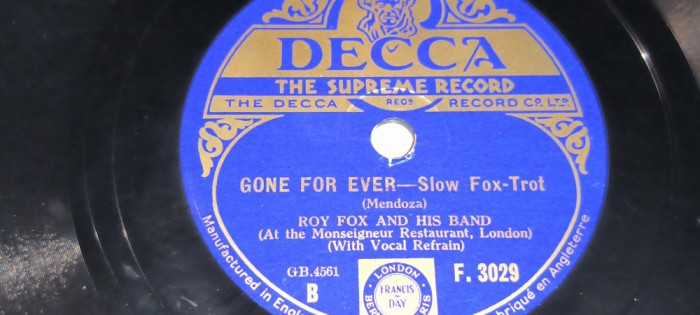 PLACA GRAMOFON GONE FOR EVER - SLOW FOX -TROT LULLABY OF THE LEAVES