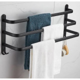 Suport de prosoape pentru baie tip Mansarda din aluminiu, lungime 50 cm, culoare Negru Mat, AVEX