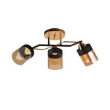 Candelabru Klausen Laser 3 Essential 59x25x15 cm 3xE27 Metal Negru Sticla Ambra Corp Iluminat Clasic Elegant pentru Dining Living Design Interior