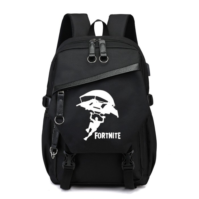 Ghiozdan Fortnite negru, imprimeu FORTNITE alb model 2 Ghiozdan Fortnite negru, imprimeu FORTNITE alb model 2