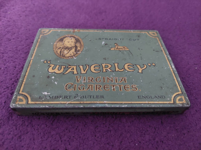 Reclama veche,cutie WAVERLEY Virginia Cigaretes Lambert@Butler England 50 tigari