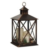 Felinar Decorativ LED Bronz cu 3 Lum&acirc;nări, 22x22x37cm, Plastic, Suspendabil