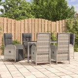 vidaXL Set mobilier de grădină cu perne, 7 piese, gri, poliratan