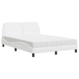 Cadru de pat fara saltea, Zadar, alb, 140x190 cm, piele ecologica
