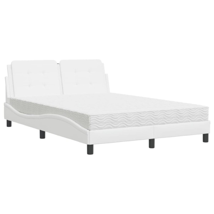 Cadru de pat fara saltea, Zadar, alb, 140x190 cm, piele ecologica