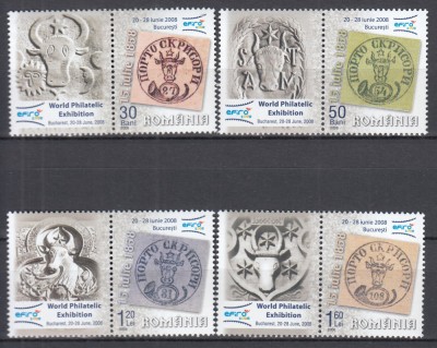 ROMANIA 2006 LP 1735 a EXPOZITIA FILATELICA MONDIALA EFIRO 2008 SERIE CU VINIETE MNH foto