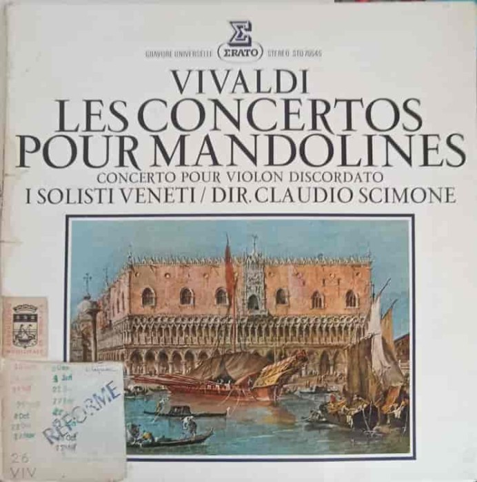 Disc vinil, LP. Les Concertos Pour Mandolines. Concerto Pour Violon Discordato-Vivaldi, Claudio Scimone, I -241908