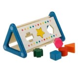 Sortator de forme din lemn, Triunghiular, 6 piese, Multicolor, 23,5x14x12,5cm, CMCLASS