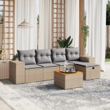 vidaXL Set canapele de grădină, 6 piese, cu perne, bej, poliratan