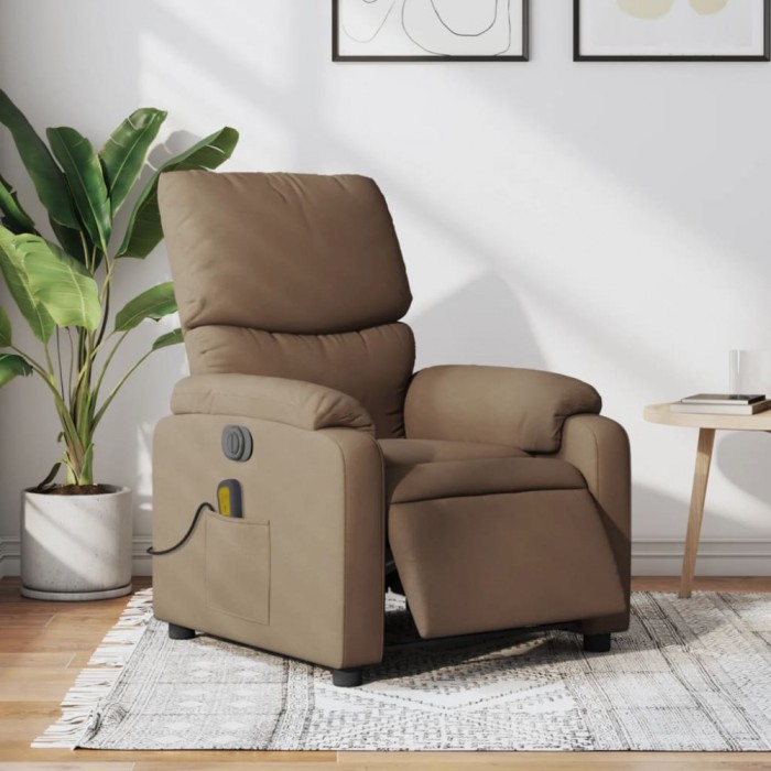 vidaXL Fotoliu electric de masaj rabatabil, maro, textil