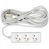 Prelungitor electric cu impamantare, Vorel, 3 prize, 5 m, Alb, Plastic