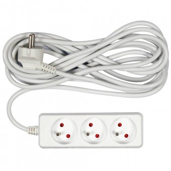 Prelungitor electric cu impamantare, Vorel, 3 prize, 5 m, Alb, Plastic foto