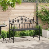 vidaXL Bancă de grădină cu design cu lamele, &icirc;n negru, lungime de 104 cm, din oțel.