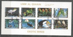 Umm al Qiwain 1973 Exotic birds, mini imperf.sheetlet, used T.020