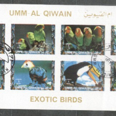 Umm al Qiwain 1973 Exotic birds, mini imperf.sheetlet, used T.020
