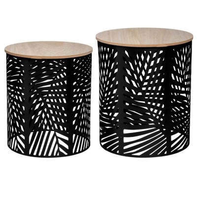 Set 2 masute cafea Atmosphera Akira, 39x45 cm si 35x40 cm, structura metalica, negru foto