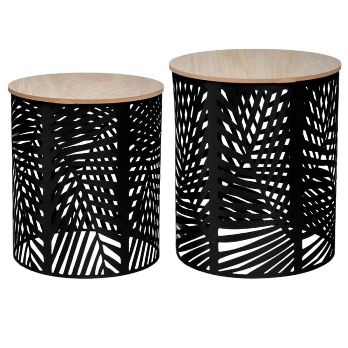 Set 2 masute cafea Atmosphera Akira, 39x45 cm si 35x40 cm, structura metalica, negru