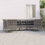 VidaXL Set mobilier de grădină cu perne, 6 piese, gri, poliratan