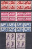 ROMANIA 1944 LP 159 LP 160 ASISTENTA P.T.T. + SUPRATIPAR BLOCURI DE 4 TIMBRE MNH, Nestampilat