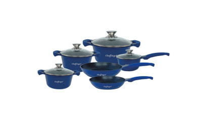 Set de vase Cheffinger 10 bucati cu strat antiaderent Blue Handy KitchenServ foto