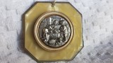 MEDALION pectoral ISUS HRISTOS inconjurat de INGERI PROTECTORI vechi OPULENT rar, Icoana