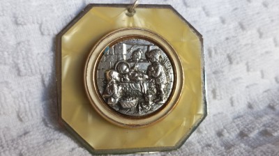 MEDALION ISUS HRISTOS intre INGERI PROTECTORI unic PECTORAL OPULENT superb VECHI foto