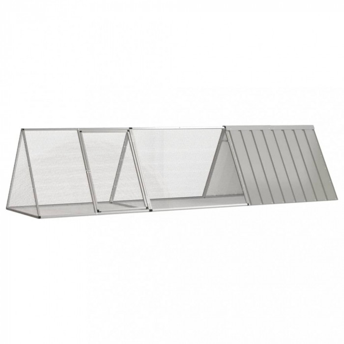 vidaXL Cușcă pentru iepuri, gri, 302,5x80,5x71 cm, oțel galvanizat