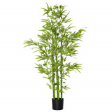 HOMCOM Planta Artificiala de Bambus 150 cm cu Ghveci Inclus, Planta Artificiala cu Aspect Realist pentru Interior si Exterior | Aosom Romania