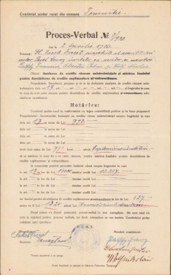 A1544 Act școala Tomnatic, județul Timiș, 1930 foto