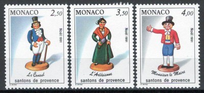 Monaco 1991 Mi 2035/37 MNH - Crăciun: Figurine din Provence (III) foto