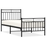 Cumpara ieftin Cadru pat metalic cu tablii de cap/picioare, negru, 90x200 cm