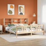 vidaXL Pat cu bibliotecă fără saltea, 200x200 cm, lemn masiv de pin