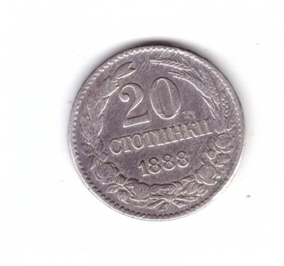 Moneda Bulgaria 20 stotinki 1888, stare buna, curata foto