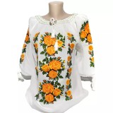 Cumpara ieftin Ie Traditionala Alba cu Motiv Floral Galben de Dama - IMS15