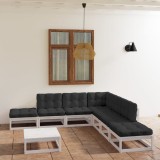 vidaXL Set mobilier de grădină cu perne, 8 piese, lemn masiv pin 3076560