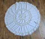 FATA DE MASA CIRCULARA VINTAGE DIN PANZA DE BUMBAC INSERȚII SI MARGINE CROSET